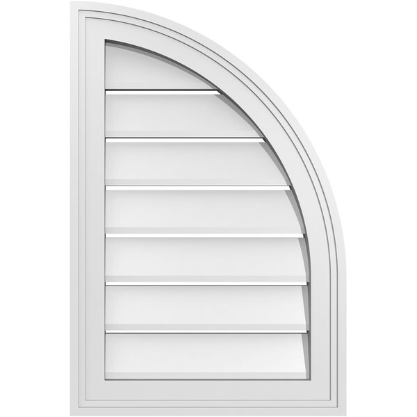Ekena Millwork Quarter Round Top Right Surface Mount PVC Gable Vent w/ 2"W x 2"P Brickmould Sill Frame, 16"W x 24"H - GVPQR16X2403SF
