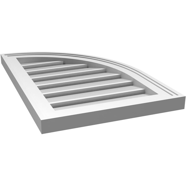 Ekena Millwork Quarter Round Top Right Surface Mount PVC Gable Vent w/ 2"W x 2"P Brickmould Sill Frame, 16"W x 24"H - GVPQR16X2403SF