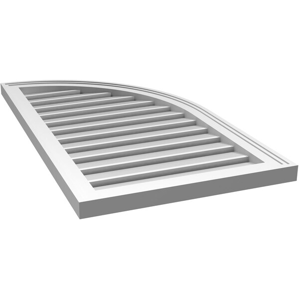 Ekena Millwork Quarter Round Top Right Surface Mount PVC Gable Vent w/ 2"W x 1-1/2"P Brickmould Frame, 20"W x 36"H - GVPQR20X3602SF