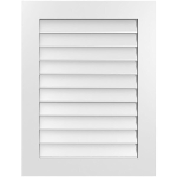 Ekena Millwork Vertical Surface Mount PVC Gable Vent: Non-Functional, w/ 3-1/2"W x 1"P Standard Frame, 26"W x 34"H - GVPVE26X3401SN
