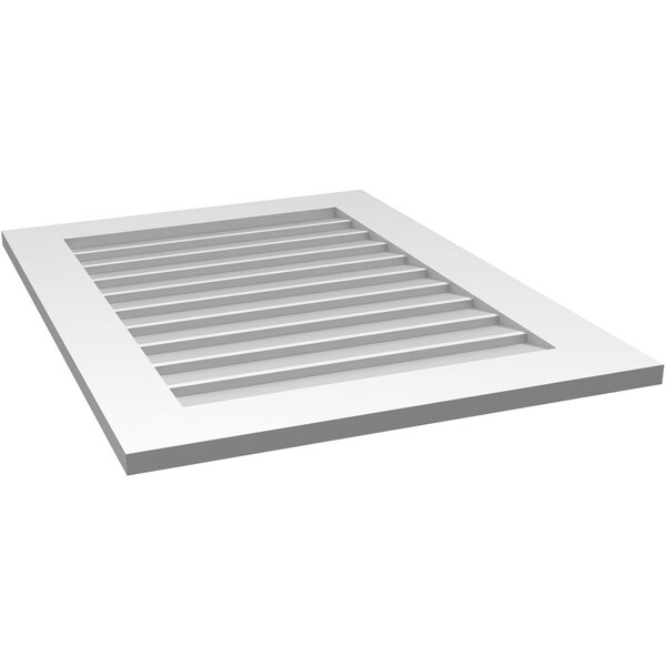 Ekena Millwork Vertical Surface Mount PVC Gable Vent: Non-Functional, w/ 3-1/2"W x 1"P Standard Frame, 26"W x 34"H - GVPVE26X3401SN