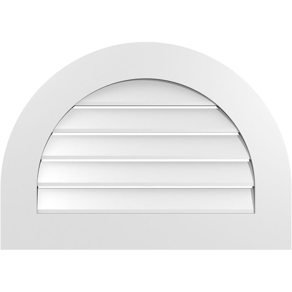 Ekena Millwork Round Top Surface Mount PVC Gable Vent: Functional, w/ 3-1/2"W x 1"P Standard Frame, 28"W x 20"H - GVPRT28X2001SF