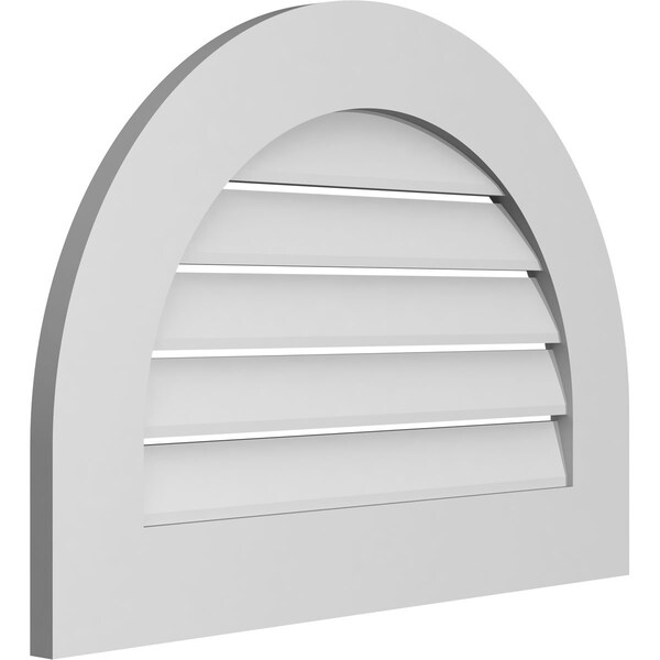 Ekena Millwork Round Top Surface Mount PVC Gable Vent: Functional, w/ 3-1/2"W x 1"P Standard Frame, 28"W x 20"H - GVPRT28X2001SF