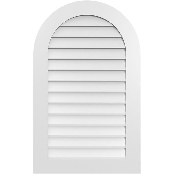 Ekena Millwork Round Top Surface Mount PVC Gable Vent: Non-Functional, w/ 3-1/2"W x 1"P Standard Frame, 26"W x 42"H - GVPRT26X4201SN