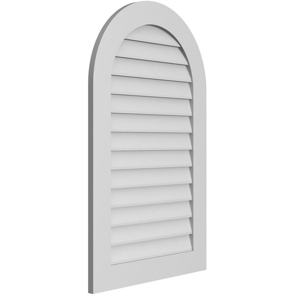 Ekena Millwork Round Top Surface Mount PVC Gable Vent: Non-Functional, w/ 3-1/2"W x 1"P Standard Frame, 26"W x 42"H - GVPRT26X4201SN
