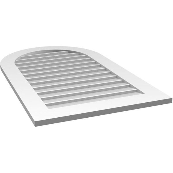 Ekena Millwork Round Top Surface Mount PVC Gable Vent: Non-Functional, w/ 3-1/2"W x 1"P Standard Frame, 26"W x 42"H - GVPRT26X4201SN