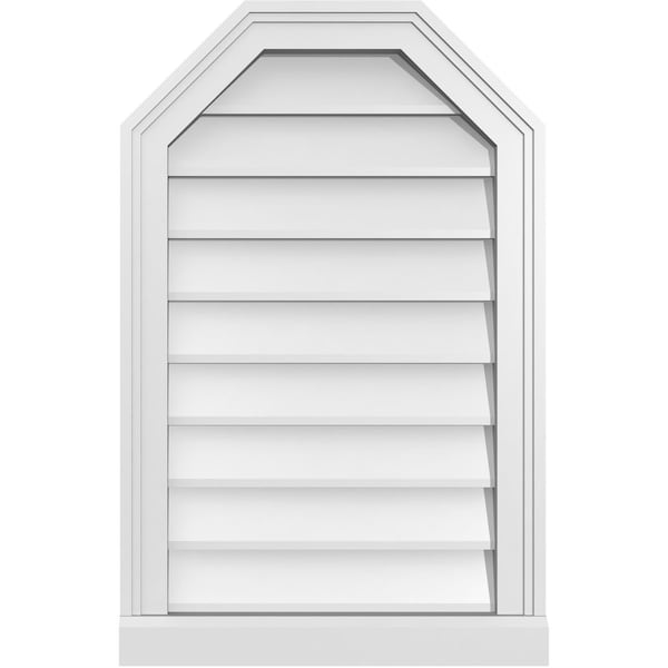 Ekena Millwork Octagonal Top Surface Mount PVC Gable Vent w/ 2"W x 2"P Brickmould Sill Frame, 18"W x 28"H - GVPOT18X2803SN