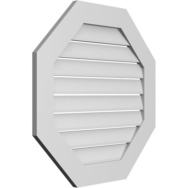 Ekena Millwork Octagonal Surface Mount PVC Gable Vent: Functional, w/ 3-1/2"W x 1"P Standard Frame, 30"W x 30"H - GVPOC30X3001SF