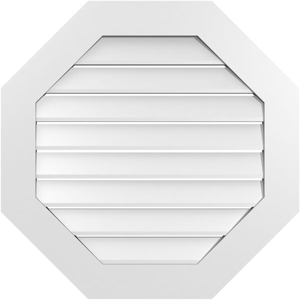 Ekena Millwork Octagonal Surface Mount PVC Gable Vent: Functional, w/ 3-1/2"W x 1"P Standard Frame, 30"W x 30"H - GVPOC30X3001SF