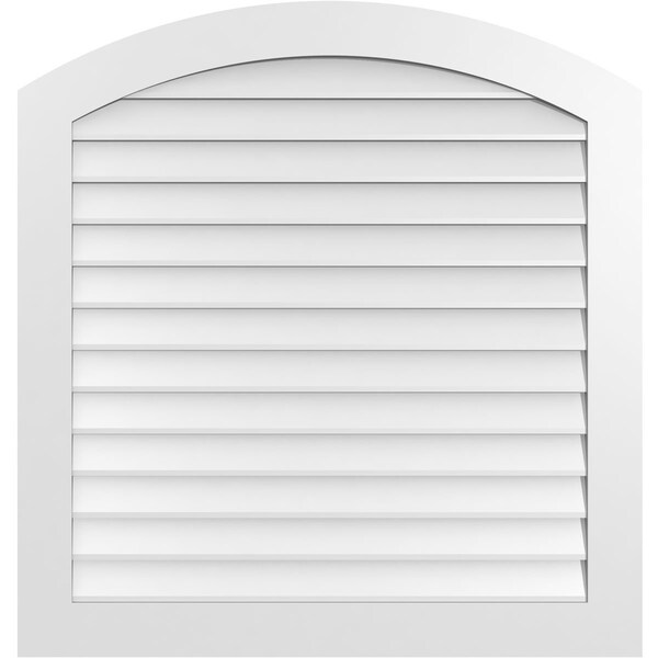 Ekena Millwork Arch Top Surface Mount PVC Gable Vent: Functional, w/ 3-1/2"W x 1"P Standard Frame, 40"W x 42"H - GVPAR40X4201SF