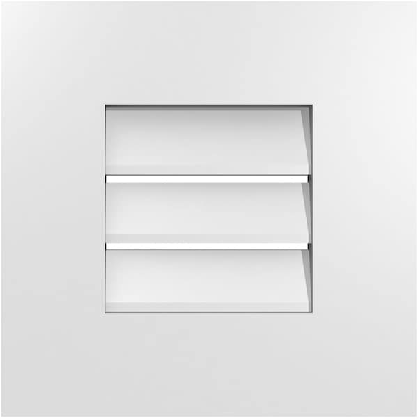 Ekena Millwork Vertical Surface Mount PVC Gable Vent: Functional, w/ 3-1/2"W x 1"P Standard Frame, 14"W x 14"H - GVPVE14X1401SF