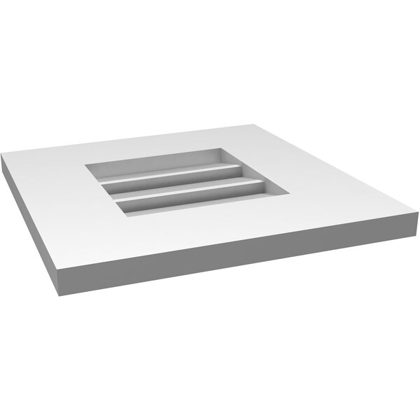 Ekena Millwork Vertical Surface Mount PVC Gable Vent: Functional, w/ 3-1/2"W x 1"P Standard Frame, 14"W x 14"H - GVPVE14X1401SF