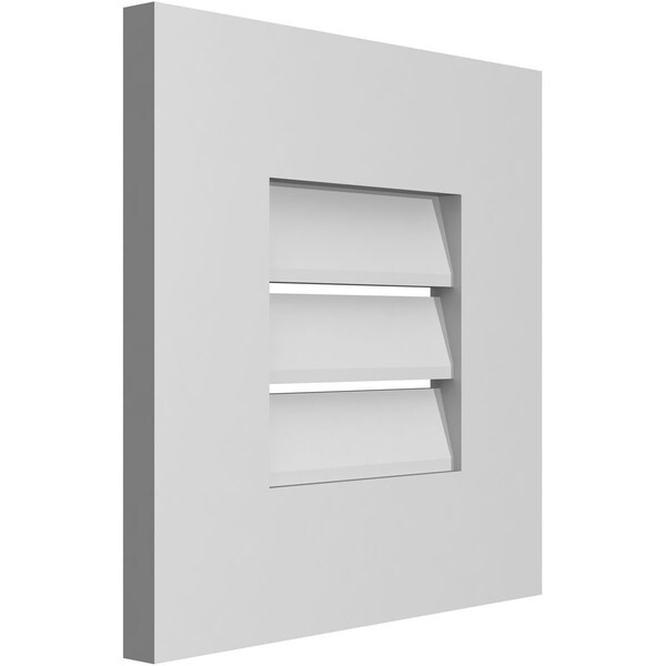 Ekena Millwork Vertical Surface Mount PVC Gable Vent: Functional, w/ 3-1/2"W x 1"P Standard Frame, 14"W x 14"H - GVPVE14X1401SF