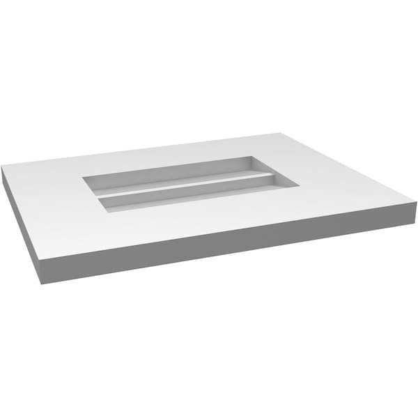 Ekena Millwork Vertical Surface Mount PVC Gable Vent: Non-Functional, w/ 3-1/2"W x 1"P Standard Frame, 16"W x 12"H - GVPVE16X1201SN