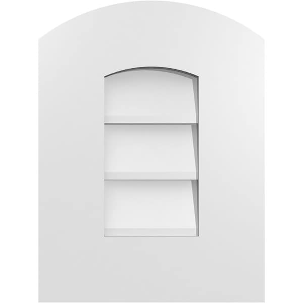 Ekena Millwork Arch Top Surface Mount PVC Gable Vent: Functional, w/ 3-1/2"W x 1"P Standard Frame, 12"W x 16"H - GVPAR12X1601SF