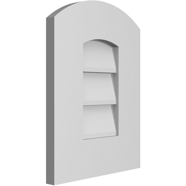 Ekena Millwork Arch Top Surface Mount PVC Gable Vent: Functional, w/ 3-1/2"W x 1"P Standard Frame, 12"W x 16"H - GVPAR12X1601SF