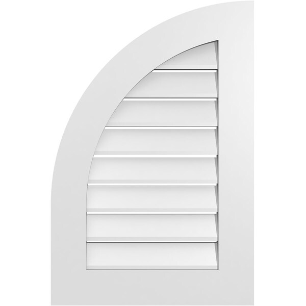 Ekena Millwork Quarter Round Top Left Surface Mount PVC Gable Vent w/ 3-1/2"W x 1"P Standard Frame, 20"W x 30"H - GVPQL20X3001SF