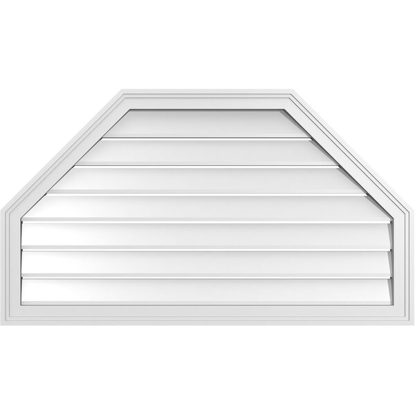 Ekena Millwork Octagonal Top Surface Mount PVC Gable Vent w/ 2"W x 1-1/2"P Brickmould Frame, 42"W x 24"H - GVPOT42X2402SF
