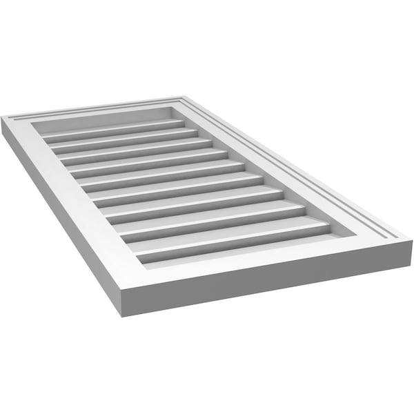 Ekena Millwork Vertical Surface Mount PVC Gable Vent: Functional, w/ 2"W x 1-1/2"P Brickmould Frame, 16"W x 32"H - GVPVE16X3202SF