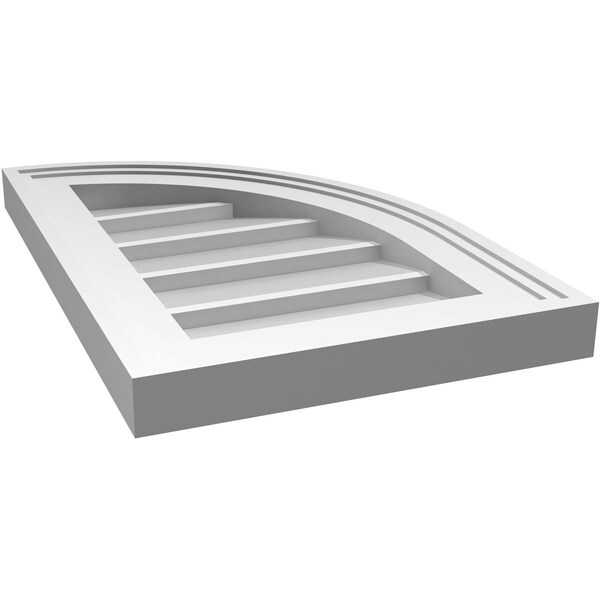 Ekena Millwork Quarter Round Top Right Surface Mount PVC Gable Vent w/ 2"W x 2"P Brickmould Sill Frame, 12"W x 18"H - GVPQR12X1803SN