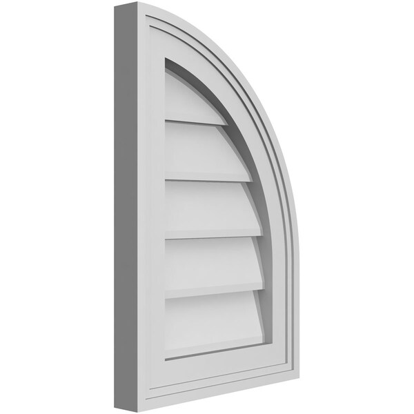 Ekena Millwork Quarter Round Top Right Surface Mount PVC Gable Vent w/ 2"W x 2"P Brickmould Sill Frame, 12"W x 18"H - GVPQR12X1803SN
