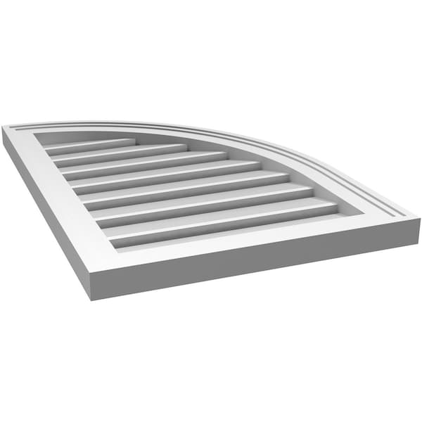 Ekena Millwork Quarter Round Top Right Surface Mount PVC Gable Vent w/ 2"W x 1-1/2"P Brickmould Frame, 18"W x 26"H - GVPQR18X2602SF