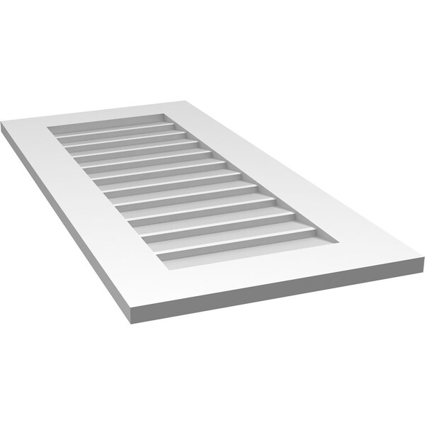 Ekena Millwork Vertical Surface Mount PVC Gable Vent: Non-Functional, w/ 3-1/2"W x 1"P Standard Frame, 18"W x 38"H - GVPVE18X3801SN