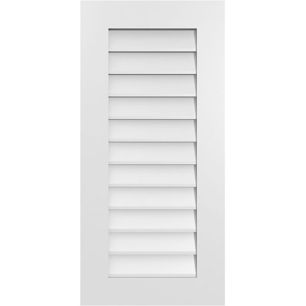 Ekena Millwork Vertical Surface Mount PVC Gable Vent: Non-Functional, w/ 3-1/2"W x 1"P Standard Frame, 18"W x 38"H - GVPVE18X3801SN