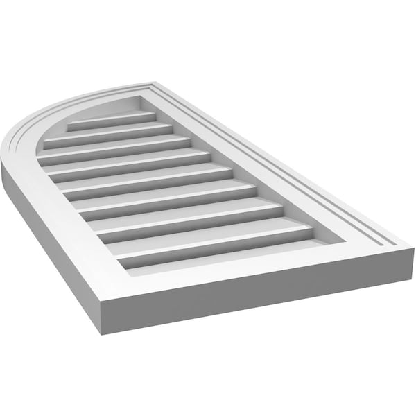 Ekena Millwork Quarter Round Top Left Surface Mount PVC Gable Vent w/ 2"W x 1-1/2"P Brickmould Frame, 14"W x 30"H - GVPQL14X3002SF