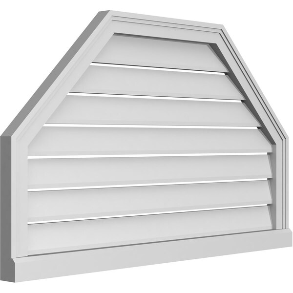 Ekena Millwork Octagonal Top Surface Mount PVC Gable Vent w/ 2"W x 2"P Brickmould Sill Frame, 40"W x 24"H - GVPOT40X2403SF
