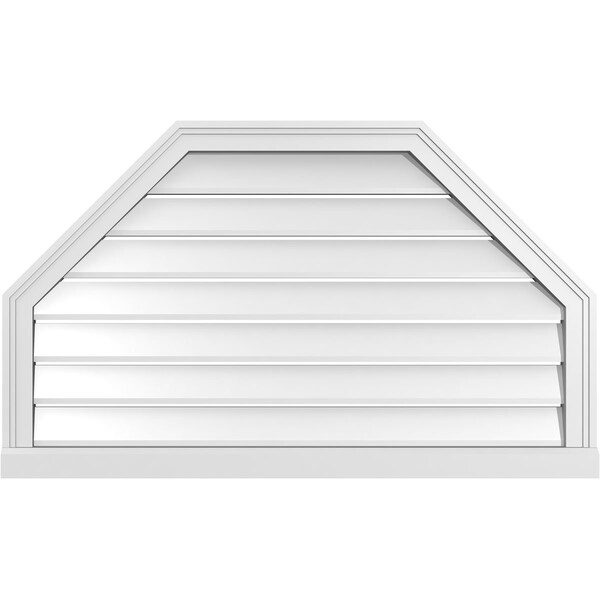 Ekena Millwork Octagonal Top Surface Mount PVC Gable Vent w/ 2"W x 2"P Brickmould Sill Frame, 40"W x 24"H - GVPOT40X2403SF