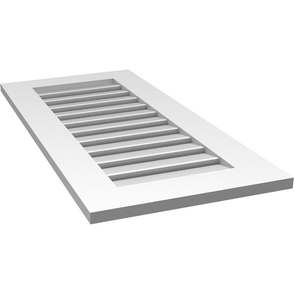 Ekena Millwork Vertical Surface Mount PVC Gable Vent: Functional, w/ 3-1/2"W x 1"P Standard Frame, 18"W x 38"H - GVPVE18X3801SF