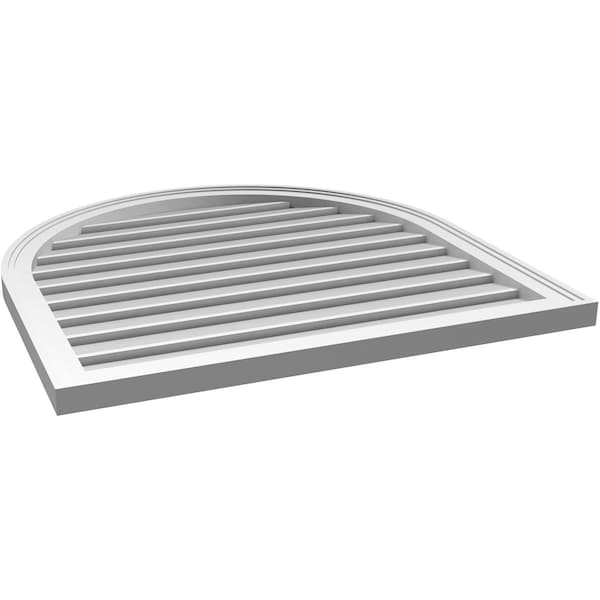 Ekena Millwork Round Top Surface Mount PVC Gable Vent: Functional, w/ 2"W x 1-1/2"P Brickmould Frame, 32"W x 32"H - GVPRT32X3202SF