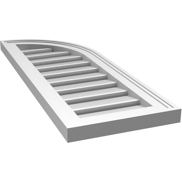 Ekena Millwork Quarter Round Top Right Surface Mount PVC Gable Vent w/ 2"W x 1-1/2"P Brickmould Frame, 12"W x 32"H - GVPQR12X3202SF