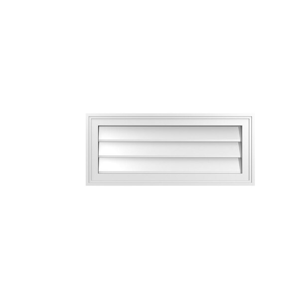 Ekena Millwork Vertical Surface Mount PVC Gable Vnt: Non-Functional, w/2"W x 1-1/2"H, Brickmould Frame, 28"W x 12"H - GVPVE28X1202SN