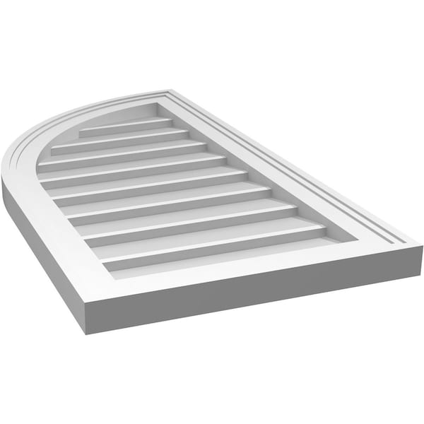 Ekena Millwork Quarter Round Top Left Surface Mount PVC Gable Vent w/ 2"W x 1-1/2"P Brickmould Frame, 16"W x 30"H - GVPQL16X3002SN