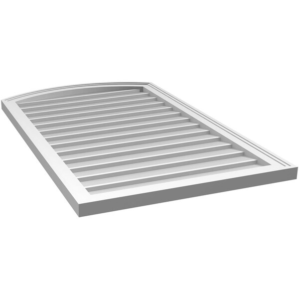 Ekena Millwork Arch Top Surface Mount PVC Gable Vent: Functional, w/ 2"W x 1-1/2"P Brickmould Frame, 26"W x 42"H - GVPAR26X4202SF