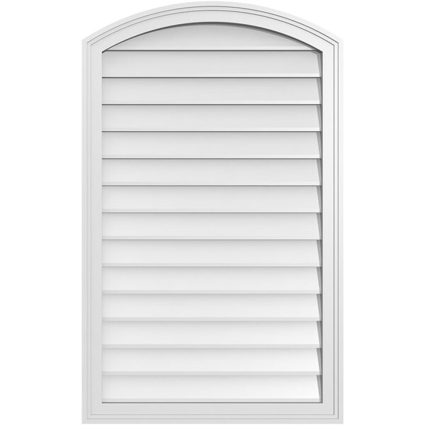 Ekena Millwork Arch Top Surface Mount PVC Gable Vent: Functional, w/ 2"W x 1-1/2"P Brickmould Frame, 26"W x 42"H - GVPAR26X4202SF