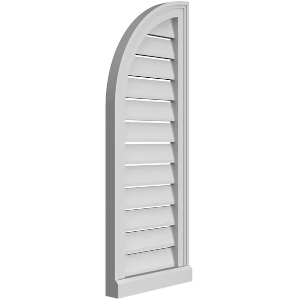 Ekena Millwork Quarter Round Top Left Surface Mount PVC Gable Vent w/ 2"W x 2"P Brickmould Sill Frame, 14"W x 36"H - GVPQL14X3603SF