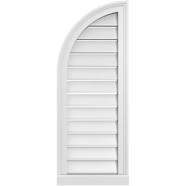 Ekena Millwork Quarter Round Top Left Surface Mount PVC Gable Vent w/ 2"W x 2"P Brickmould Sill Frame, 14"W x 36"H - GVPQL14X3603SF