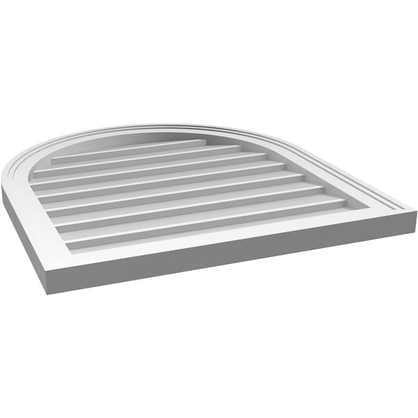 Ekena Millwork Round Top Surface Mount PVC Gable Vent w/ 2"W x 1-1/2"P Brickmould Frame, 24"W x 26"H - GVPRT24X2602SN