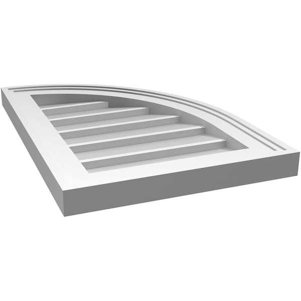 Ekena Millwork Quarter Round Top Right Surface Mount PVC Gable Vent w/ 2"W x 1-1/2"P Brickmould Frame, 14"W x 20"H - GVPQR14X2002SN