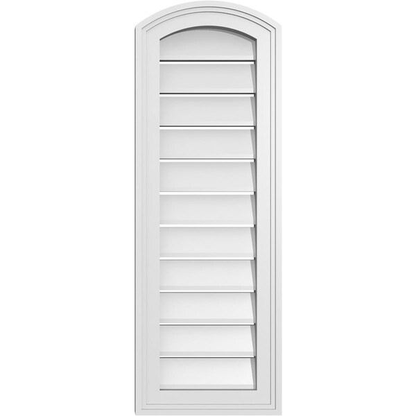 Ekena Millwork Arch Top Surface Mount PVC Gable Vent: Non-Functional, w/2"W x 1-1/2"P Brickmould Frame, 12"W x 32"H - GVPAR12X3202SN