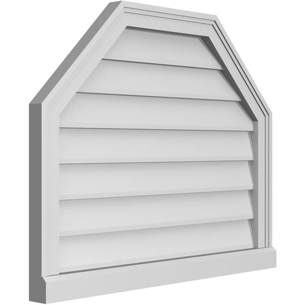 Ekena Millwork Octagonal Top Surface Mount PVC Gable Vent w/ 2"W x 2"P Brickmould Sill Frame, 30"W x 24"H - GVPOT30X2403SN