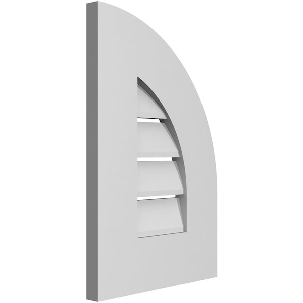 Ekena Millwork Quarter Round Top Right Surface Mount PVC Gable Vent w/ 3-1/2"W x 1"P Standard Frame, 12"W x 18"H - GVPQR12X1801SF