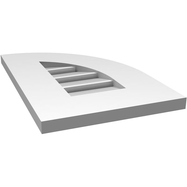 Ekena Millwork Quarter Round Top Right Surface Mount PVC Gable Vent w/ 3-1/2"W x 1"P Standard Frame, 12"W x 18"H - GVPQR12X1801SF