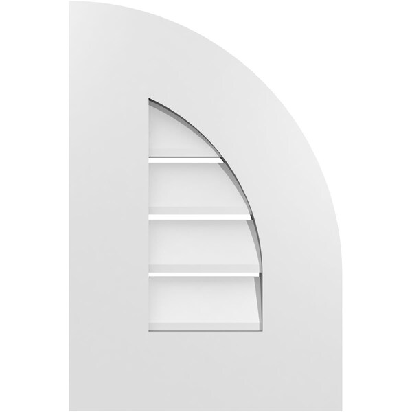 Ekena Millwork Quarter Round Top Right Surface Mount PVC Gable Vent w/ 3-1/2"W x 1"P Standard Frame, 12"W x 18"H - GVPQR12X1801SF