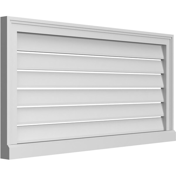 Ekena Millwork Vertical Surface Mount PVC Gable Vent: Functional, w/ 2"W x 2"P Brickmould Sill Frame, 40"W x 20"H - GVPVE40X2003SF