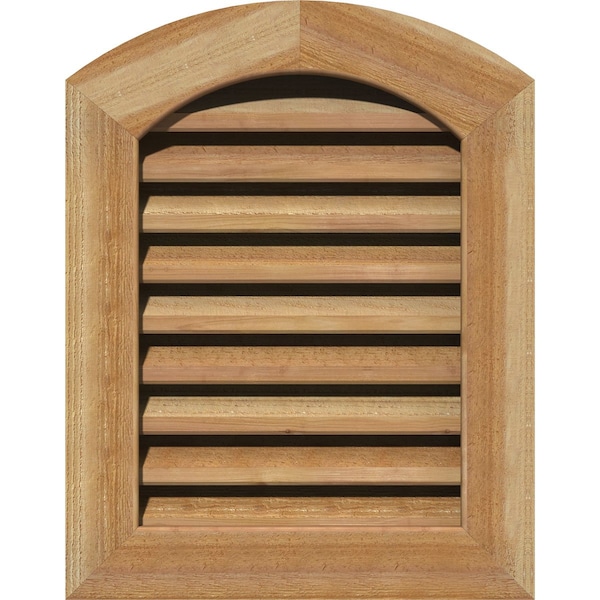 Ekena Millwork Arch Top Gable Vent Functional, Western Red Cedar Gable Vent w/ 1" x 4" Flat Trim Frame, 14"W x 34"H - GVWAR14X3401RFUWR