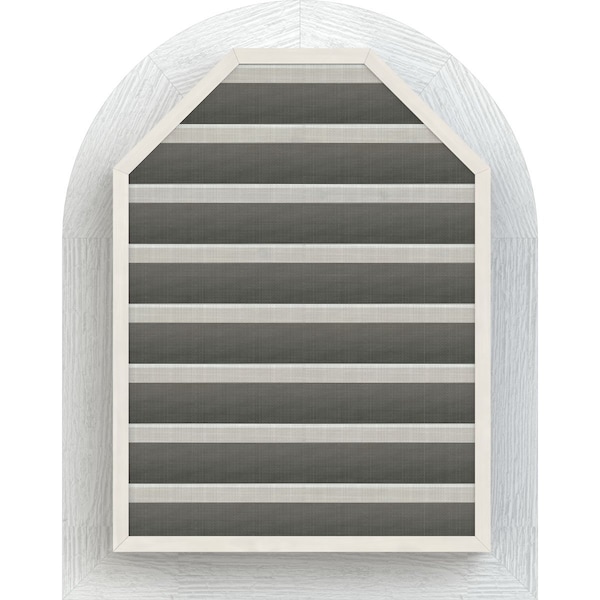 Ekena Millwork Round Top Gable Vent, Functional, Western Red Cedar Gable Vent w/Brick Mould Face Frame, 18"W x 20"H - GVWRT18X2000RFPWR